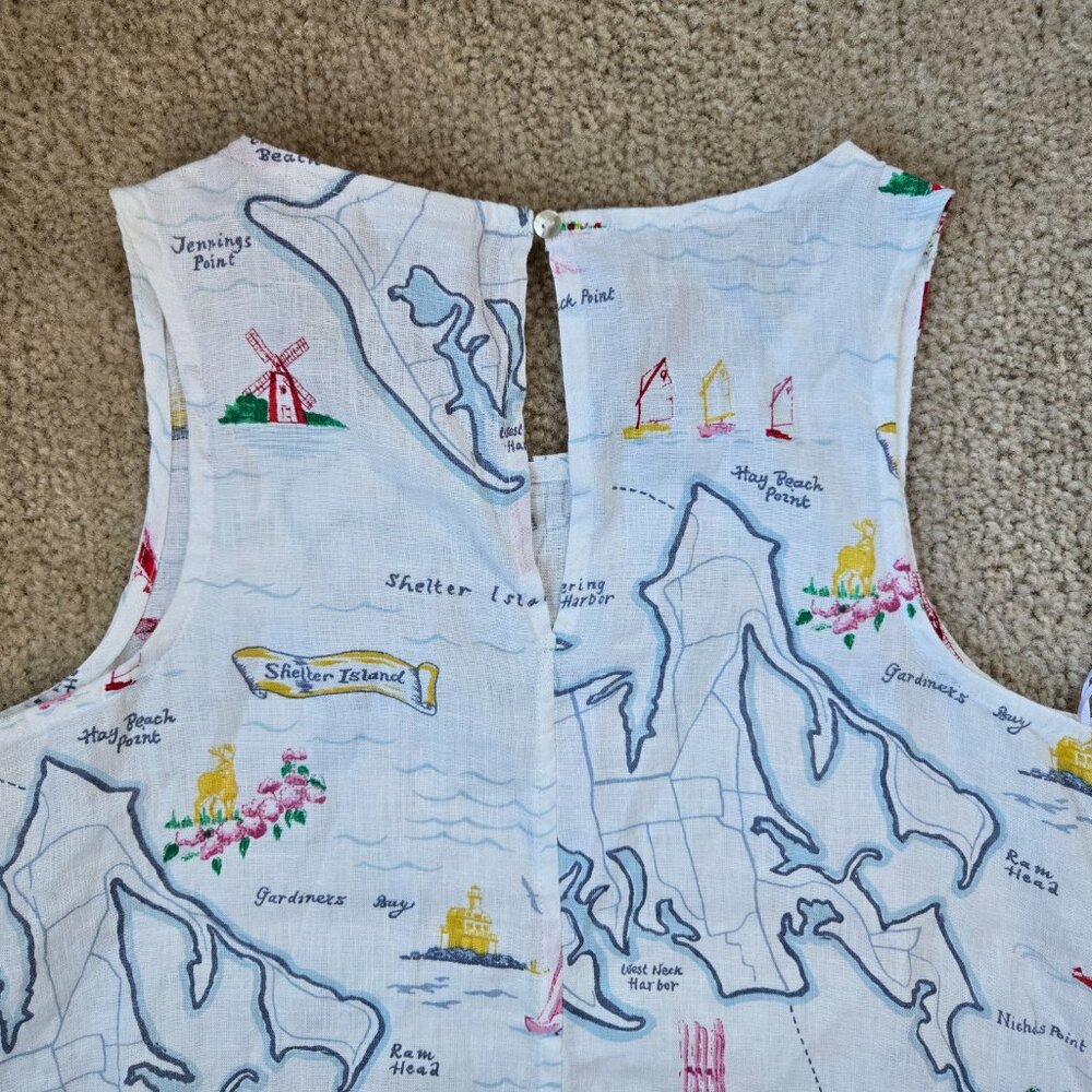 NWT Shelter Island Map Linen Dress Hamptons Long Island NY - Picture 9 of 10